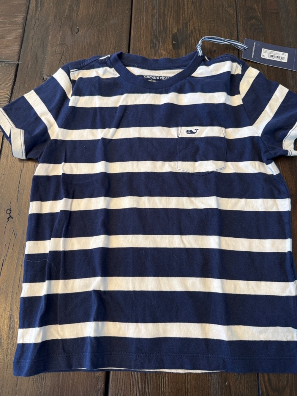 Vineyard Vines Navy & White Striped Pocket Tee